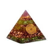 Orgonit Mini Piramida Różowy Turmalin Oliwin Cytryn Spira Cordis Solis