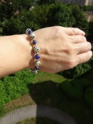 Bransoletka Jaspis dalmatyńczyk Sodalit Koniczynka regulowana Rękodzieło