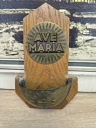 Kropielnica ścienna „AVE MARIA” – drewno i mosiądz
