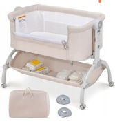 Łóżeczko turystyczne z funkcją dostawki Costway 7 wysokości + materacyk