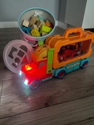 Samochód MANIEK ROZKRĘCANY, Św LED, melodie,DŹWIĘK + KLOCKI drewniane