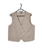 Damska Kamizelka Elegancka Codzienna Bawełniana Beżowa H&M |R. M