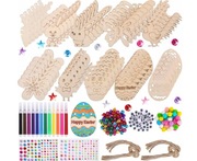 Zawieszka wielkanocna drewno mix i akcesoria 264 sztuk Zestaw