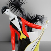 Muzyk z wiolonczelą styl Art Deco, János Török, Zsolnay Węgry lata 60te