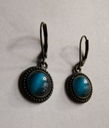 Kolczyki z turkusowym oczkiem kolor starego złota