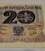 Banknot 20 złotych 1982 RADAR + gratis banderole 10-200 zł, 2014-2025r. (2