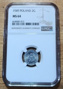 PRL 2 grosze 1949 NGC MS 64