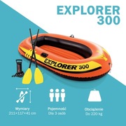 INTEX EXPLORER 300 – ponton rodzinny dla 3 osób + wiosła + pompka