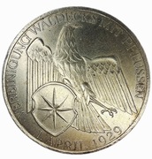 Republika Weimarska - 3 Marki - Unia Waldeck i Prus - 1929 - Mennicza