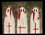 Obraz duch demon horror akryl na podobraziu płaskim A4