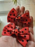 Spinki do włosów kokardki biedronki handmade 