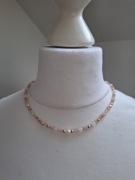 Naszyjnik handmade z naturalnych kamieni hematyt perły kamień słoneczny 