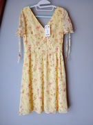 Orsay Sukienka żółta z motywem kwiaty rozm 36