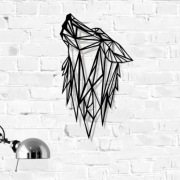 Wilk geometryczny drewno 67x40 obraz na ścianę