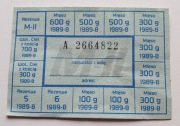 ORYGINALNA KARTKA ŻYWNOŚCIOWA z 1989 ROKU