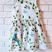 Sukienka dla dziewczynki krótka kwiaty ptaszki falbana 