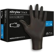 RĘKAWICE BEZPUDROWE CZARNE NITRYLOWE rozm. M 100 SZT