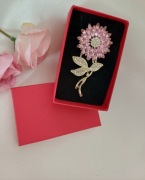 Wiosenna Broszka - Słonecznik - Różowe kryształy górskie