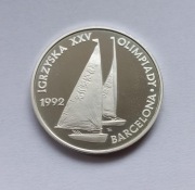 srebrna moneta 200000 zł, Barcelona, Olimpiada, żagle, 1991 rok