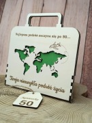 Pamiątka walizka z mapą świata. Ślub, urodziny.