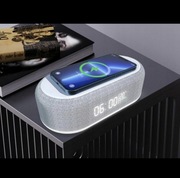 ZEGAREK BUDZIK CYFROWY Z TERMOMETREM LAMPKA NOCNA ŁADOWARKA INDUKCYJNA 15W