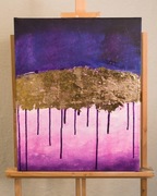 Obraz ręcznie malowany akrylowy ze złoceniem