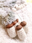 nietłukące bombki szydełkowe żołędzie, kremowe białe ozdoby na choinkę