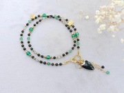 Émeraude - turmalin, onyks, awenturyn, labradoryt, hematyt - stal - UNIKAT 