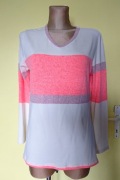 Sweter biało różowy rozm m/l nowy 