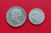 ZESTAW 2 ZŁ i 5 ZŁ GŁOWA KOBIETY 1933 rok SREBRO AG
