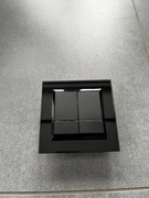 Ospel Sonata przełącznik podwójny i czarna szklana ramka 