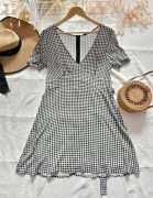 Biało czarna kratka sukienka 100% wiskoza nowa z metką H&M 46 