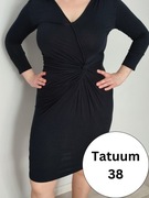 Elegancka granatowa sukienka Tatuum 38 kopertowa wiązanie