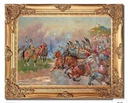 obraz olej W. KOSSAK Husaria polska w przejeździe przed Janem III Sobieskim