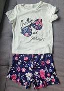 Komplet Komplecil Niemowlecy 18-24 miesięce bluzka spodenki kwiaty biały