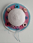 Kapelusik dziewczęcy kwiatki wiosna lato