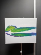 Obraz wykonany techniką fluid art (pouring)