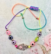 Oko Proroka Evil Eye Ręka Fatimy bransoletka sznureczkowa makramowa