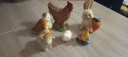 Figurki ceramiczne 6 szt Wielkanoc Baranki Zając Kaczka Kura Kurczak