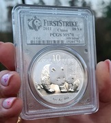 Srebrna moneta Chińska Panda 2011 uncja srebra 999 PCGS MS70 Max