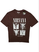 Brązowa koszulka z białym nadrukiem Nirvana retro vintage
