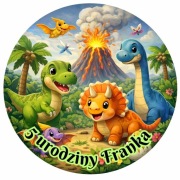 Opłatek na tort dinozaury dowolny napis 