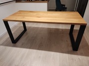 Stół dębowy z metalowymi nogami 180x80