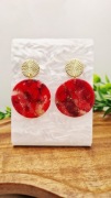 Duże czerwone kolczyki koła wiszące handmade lekkie sztyfty boho eleganckie