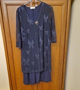 Granatowa dwuwarstwowa sukienka rozmiar 46