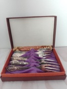 Widelczyki do ciasta posrebrzane PRL 6szt w etui