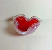 Miska szklana, czerwono biała, Murano