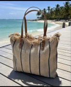 Torba torebka letnia miejska plażowa na ramię beżowa czarna biała brązowa