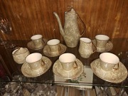 Chodzież - serwis kawowy z mlecznikiem i cukierniczką, klejony