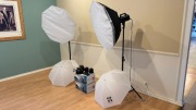 ZESTAW STUDYJNY BŁYSKOWY Quantuum : 2x LAMPA 300Ws z SOFTBOXEM ,Statywy